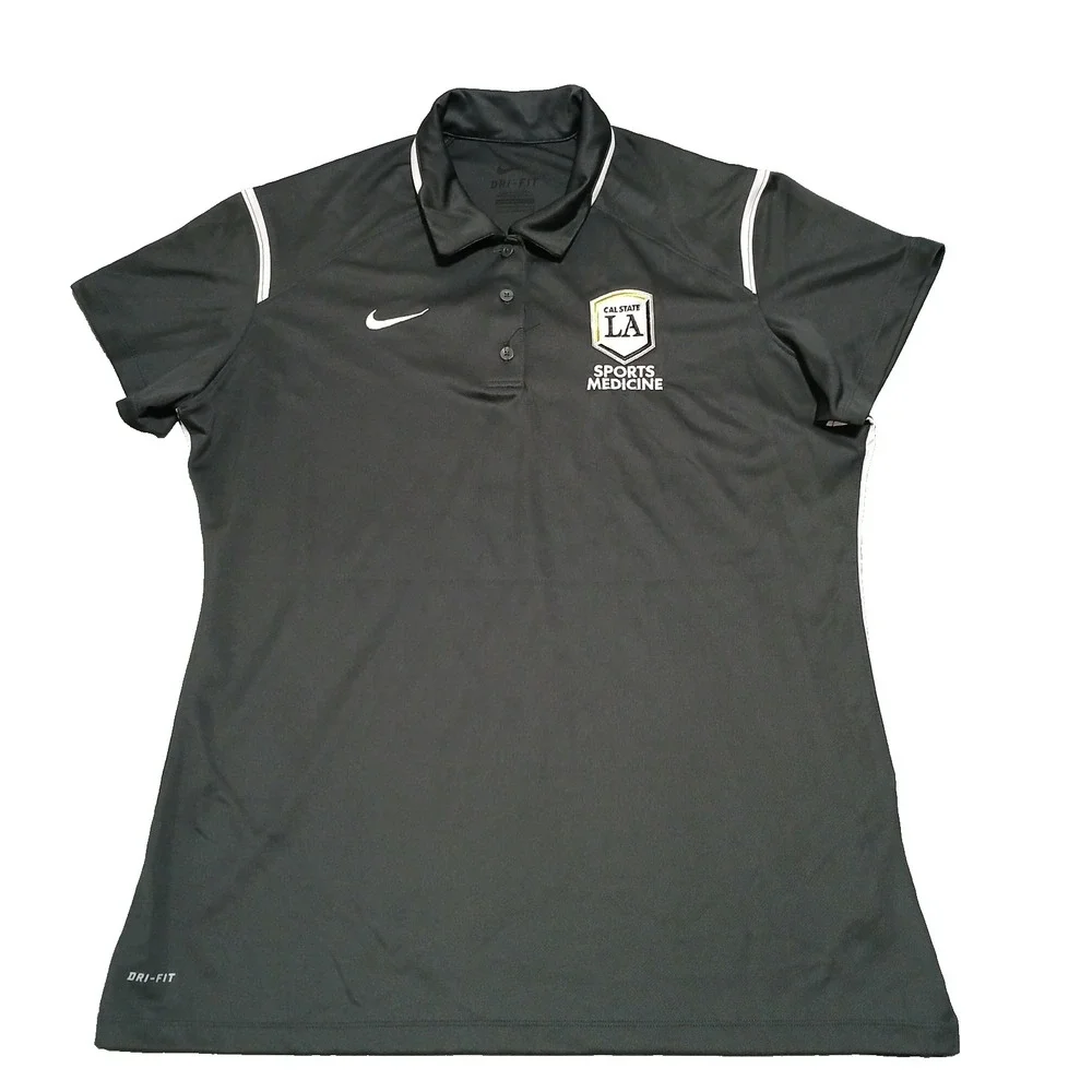 Nike Dri-Fit Womens Polo Shirt Black‎ Cal State LA College Sports Medicine XL